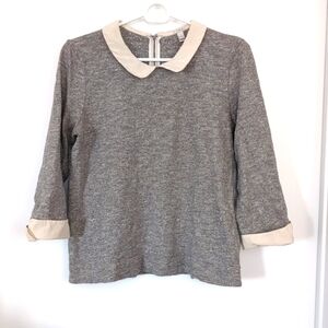 J. Crew Peter Pan collar quarter length sleeve top blouse size s